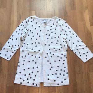 Gap stretch 3/4 inch polka dot length sweater cardigan